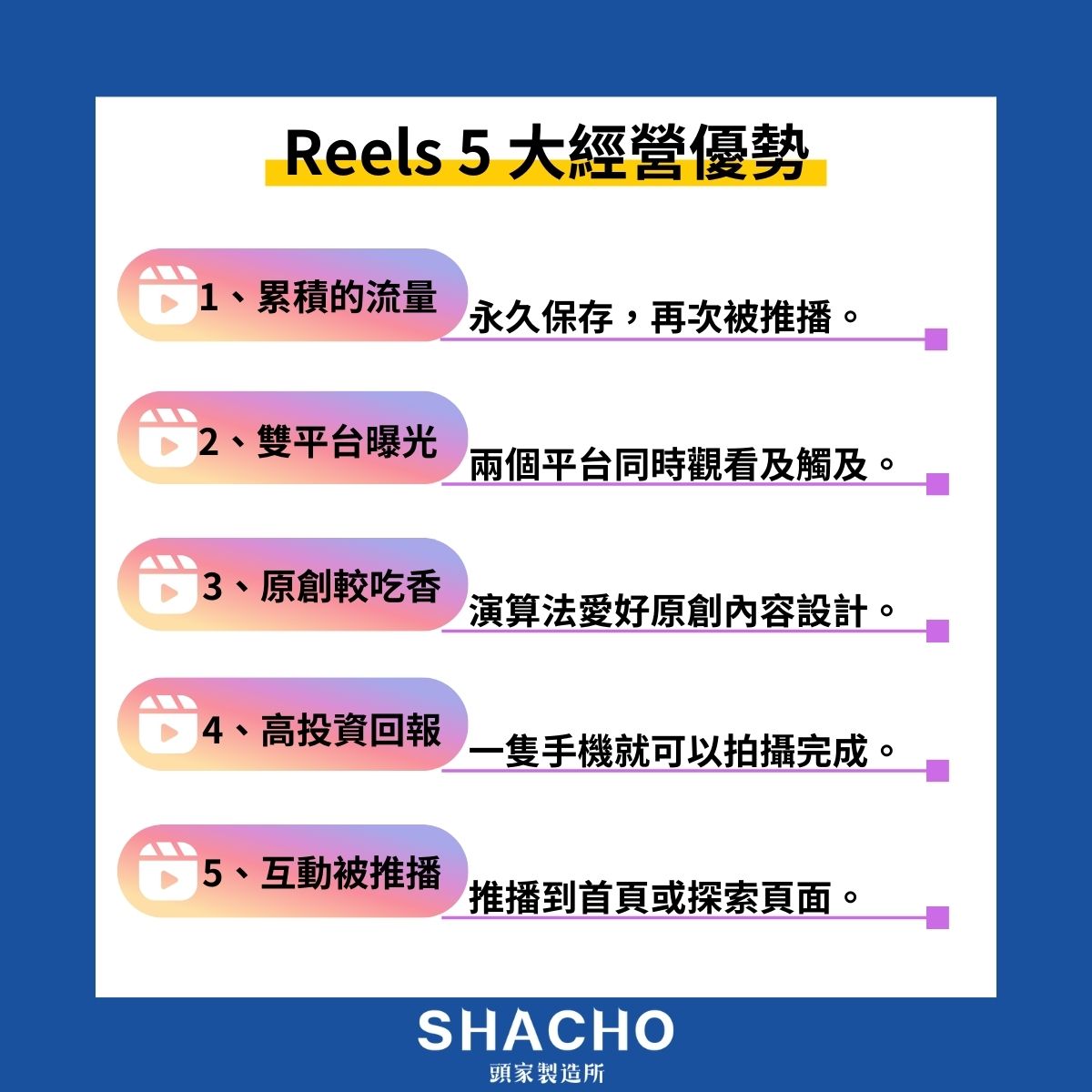 Reels  5 大經營優勢